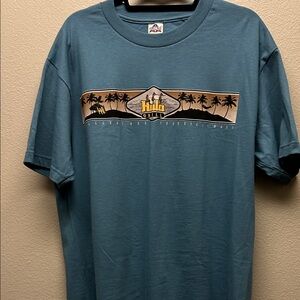 Hilo Grill Teal Short Sleeve Tee with Palm Design